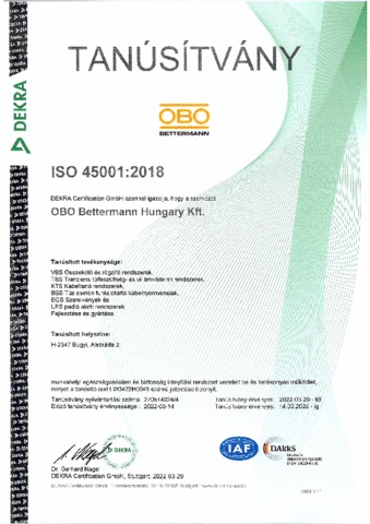 DIN EN ISO 45001 - Ungarisch