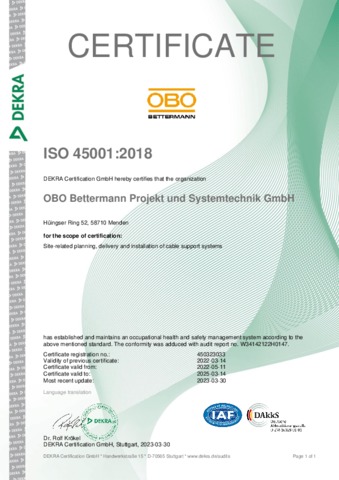 OBO PUS ISO 45001 - englisch