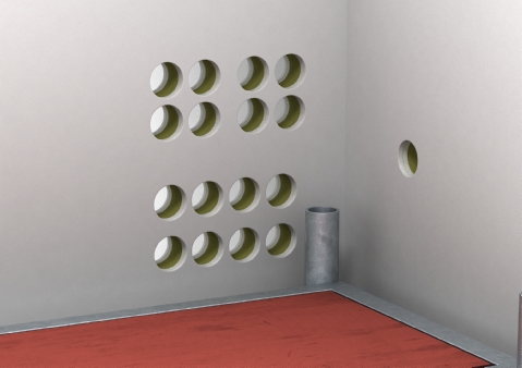 Gruppenweise Anordnung der Bohrungen in einer Wand