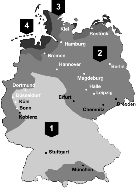 Deutschland-Karte mit Windzonen