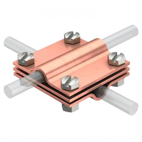 Kreuzverbinder mit Zwischenplatte für Rd 8-10 mm Cu