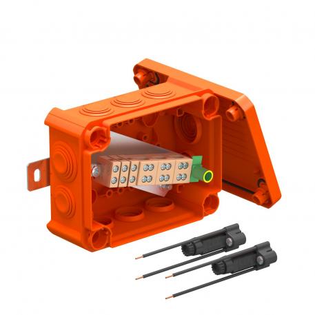 FireBox T100 mit Einsteckdichtungen, 2 Sicherungshalter 136x102x57 | 10 | IP66 | 8 x M25 2 x M32 | pastellorange; RAL 2003