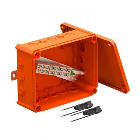 FireBox T250 mit Einsteckdichtungen, 2 Sicherungshalter 225x173x86 |  | IP66 | 9 x M25 7 x M32 | pastellorange; RAL 2003