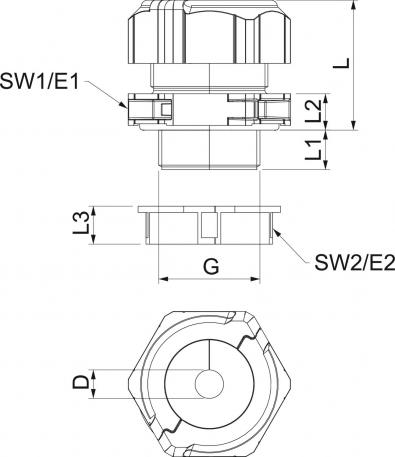 Teilbare Kabelverschraubung, Dichteinsatz, 1 Kabel, lichtgrau 1 
