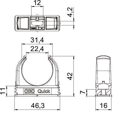 Quick-Schelle, flammwidrig steingrau M32 | OBO