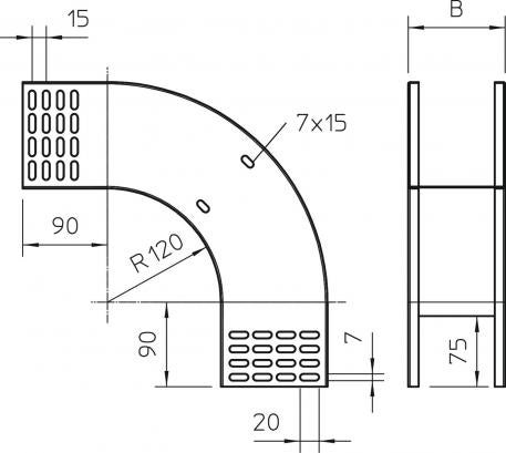 90°-Vertikalbogen, fallend 110 FS 200 | Stahl | bandverzinkt | OBO