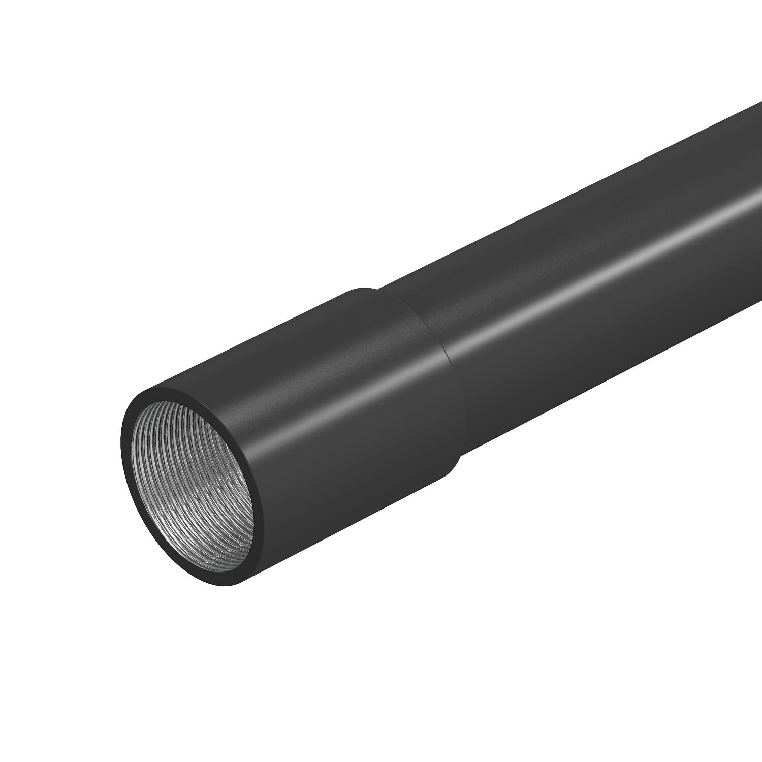 Schwarz pulverbeschichtetes Stahlrohr, mit Gewinde 32 | 3000 | 1,5 