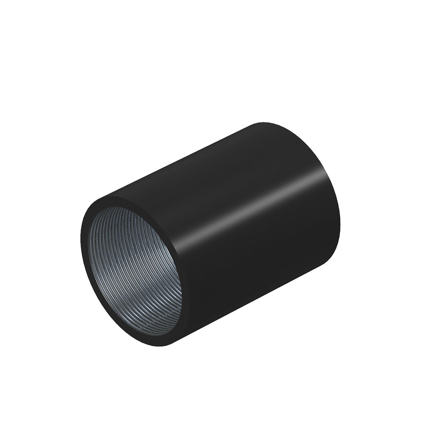 Schwarz pulverbeschichtete Stahlmuffe, mit Gewinde 68 | 63 | M63x1 