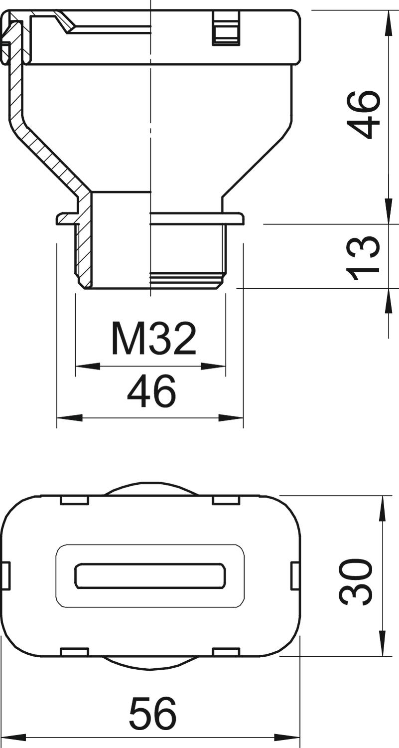 Flachkabelverschraubung, metrisches Gewinde M32, steingrau | OBO