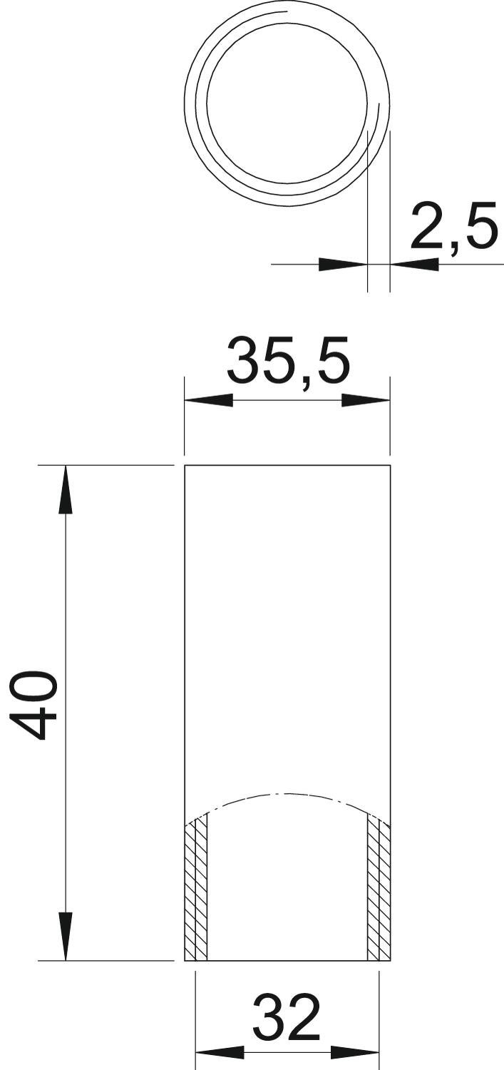 Zink-Nickel beschichtete Stahlmuffe, mit Gewinde 35,5 | 32 | M32x1  