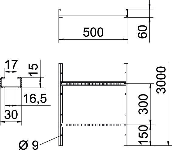 Kabelleiter LG 60, 3 m VS FS 3000 | 500 | 1,5 | nein | Stahl 