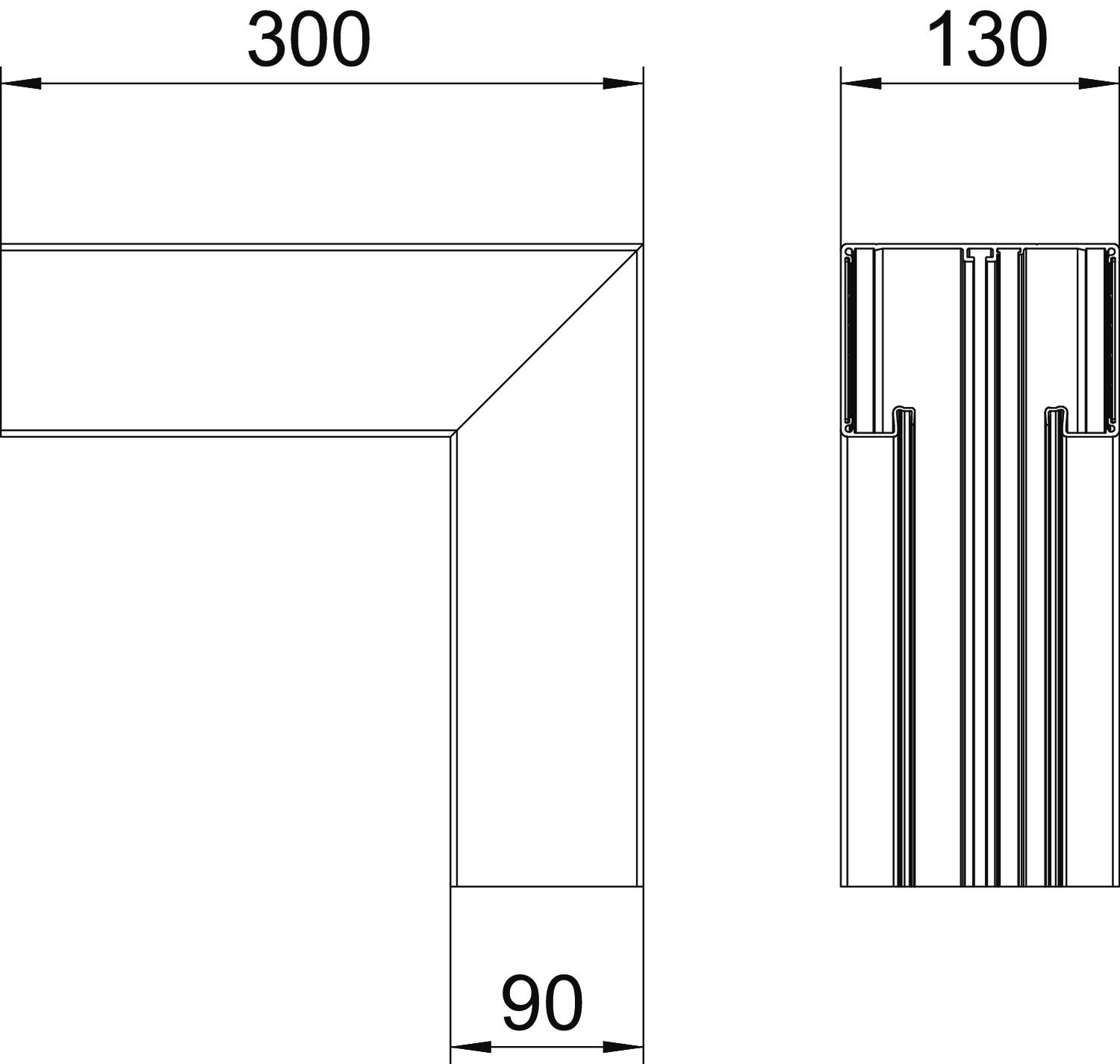 Inneneck, Kanalhöhe 90 mm | OBO