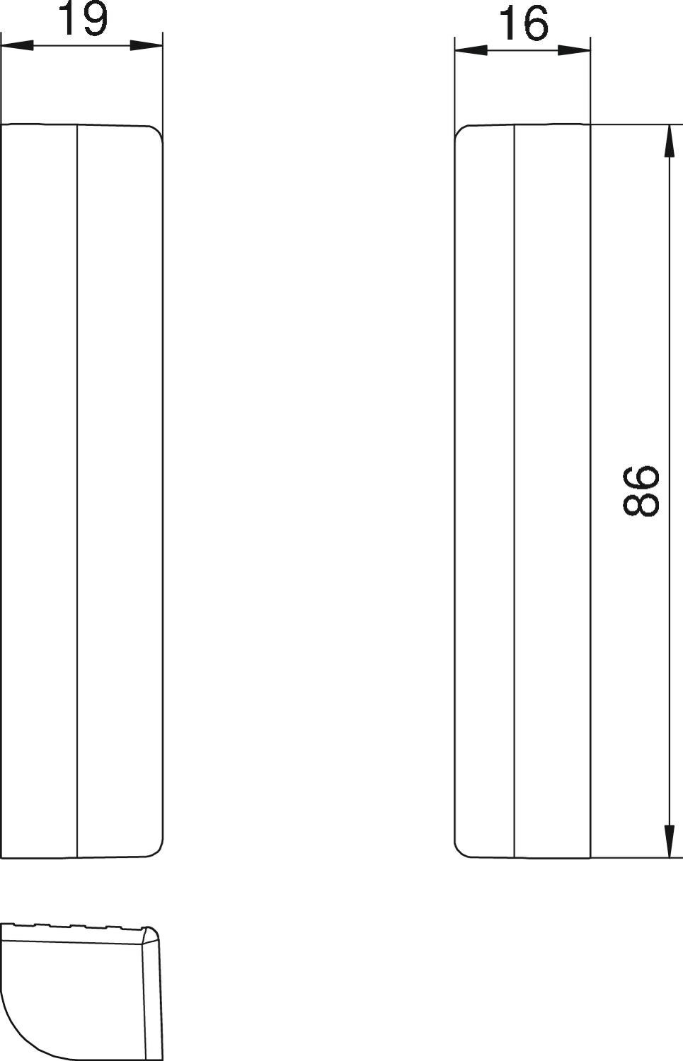 Eckblende T4L/T8NL, nach außen gewölbt graphitschwarz; RAL 9011 | OBO 